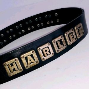 Harley Davidson Black Leather Belt with Metal Lett